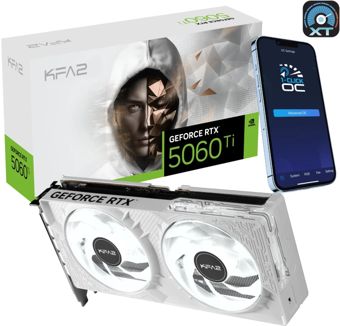 KFA2 GeForce RTX 5060 Ti 1-Click OC White, 8GB GDDR7, HDMI, 3x DP
