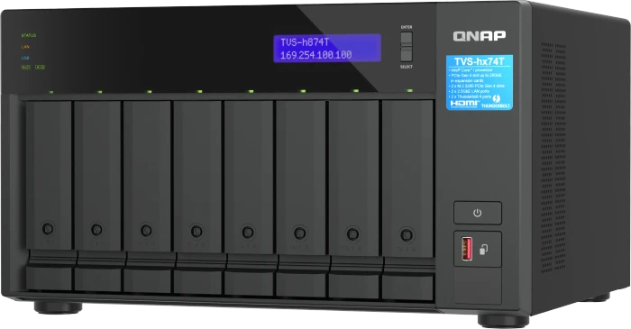 QNAP QuTS hero TVS-h874T-i7-32G 128TB, 32GB RAM, 2x RJ-45 2.5GBase-T, 2x Thunderbolt 4 / USB4