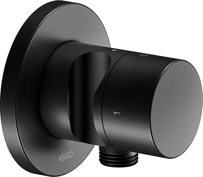 Keuco IXMO 59557 Pure 2-Wege Ab- und Umstellventil mit Schlauchanschluss und Brausehalter rund schwarz matt