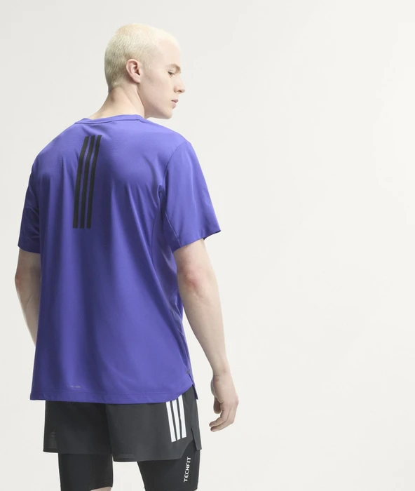 adidas D4T Primelift 3-Streifen Funktionsshirt kurzarm pure purple (Herren)