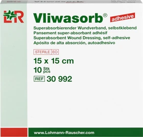 Lohmann & Rauscher Vliwasorb Adhesive Superabsorbierender Wundverband steril, 15 x 15cm, 10 Stück