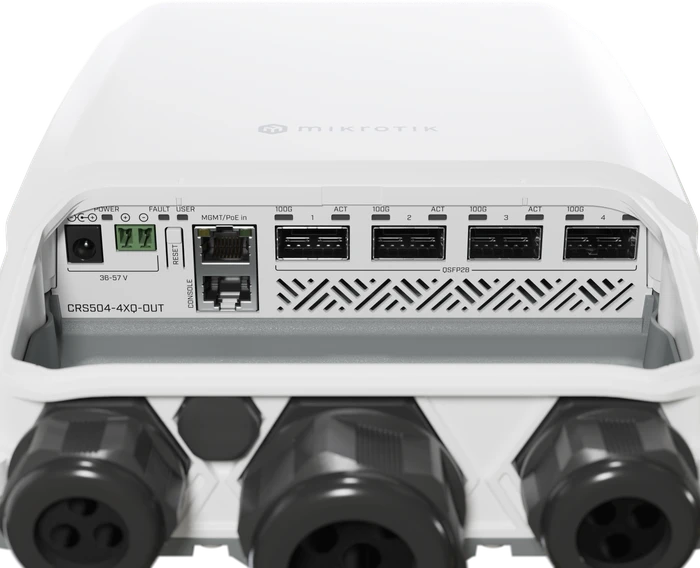 MikroTik Cloud Router Switch CRS504 Outdoor Wallmount 100G Managed Switch, 4x QSFP28