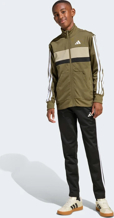 adidas Seasonal Essentials Tiberio 3-Streifen Tricot Trainingsanzug olive strata/white (Junior)