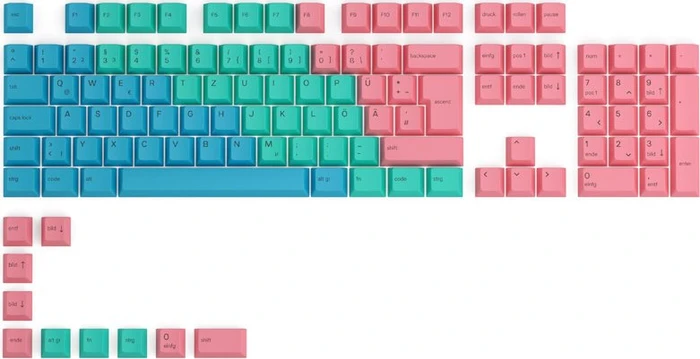 Glorious GPBT Keycaps, Kunststoff (PBT), Pastel, rosa/grün/blau, 115 Tasten (105+10), ISO-DE