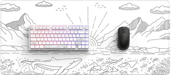 Dark Project Terra Nostra White XL Gaming Mousepad, 900x400mm, Motiv weiß/schwarz