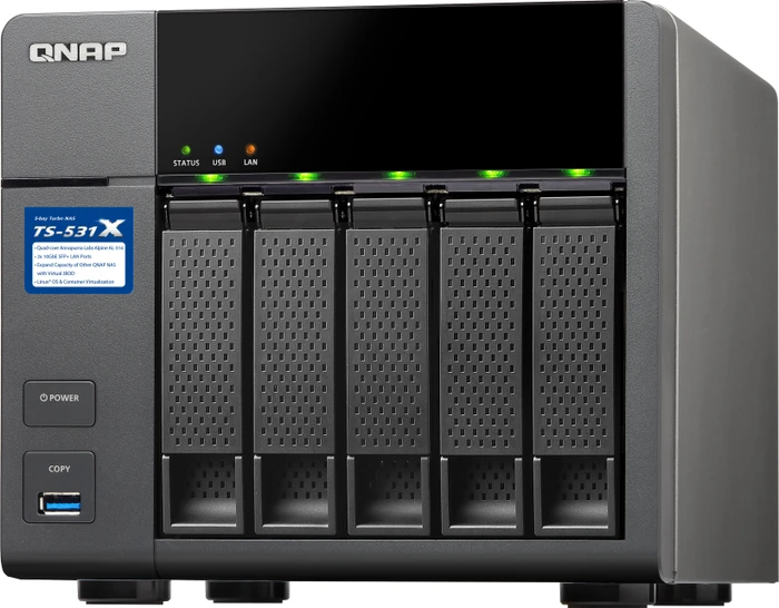QNAP Turbo Station TS-531X-2G, 2GB RAM, 2x SFP+ 10Gb/s, 2x RJ-45 1000Base-T