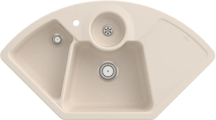 Villeroy & Boch Solo Eck Einbau Becken mittig ivory
