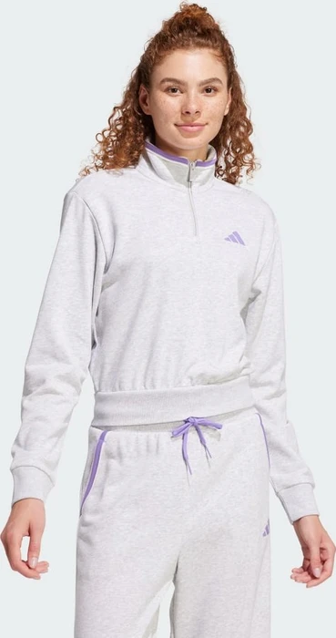 adidas Essentials Color Pop French Terry Crop Quarter-Zip Originals Sweatshirt light grey heather (Damen)