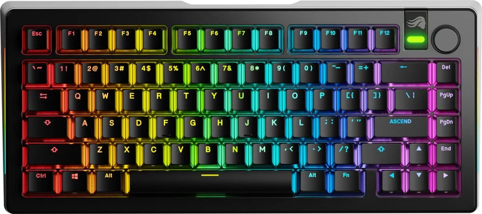 Glorious GMMK 3 Pro Wireless 75% Pre-built Gaming Keyboard, schwarz, LEDs RGB, Glorious Fox MX, USB, US