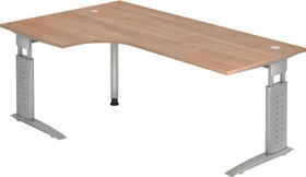 Hammerbacher Ergonomic Plus U-Serie US82/N/W Eckschreibtisch 200x120cm Nussbaum/weiß