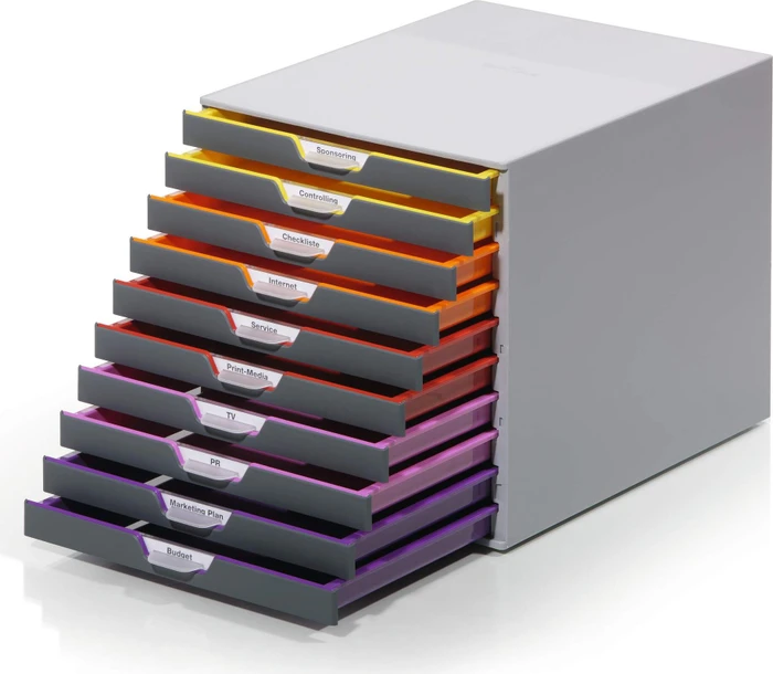 Durable Varicolor 10 Schubladenbox, 10 Schubladen, grau