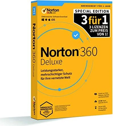 NortonLifeLock Norton 360 Deluxe, 3 User, 1 Jahr (deutsch) (Multi-Device)