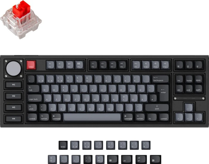 Keychron Q3 Pro SE, schwarz/blaugrau, LEDs RGB, hot-swap, Keychron K Pro RED, USB/Bluetooth, DE