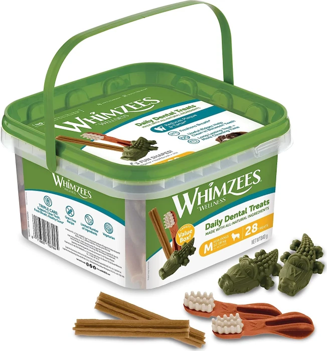 Whimzees Daily Dental Treats, Vielfaltsbox, M, 28 Stück
