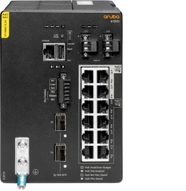 HPE Aruba CX 4100i Series Industrial Railmount Gigabit Managed Switch, 12x RJ-45, 2x SFP+, PoE++ (JL817A)