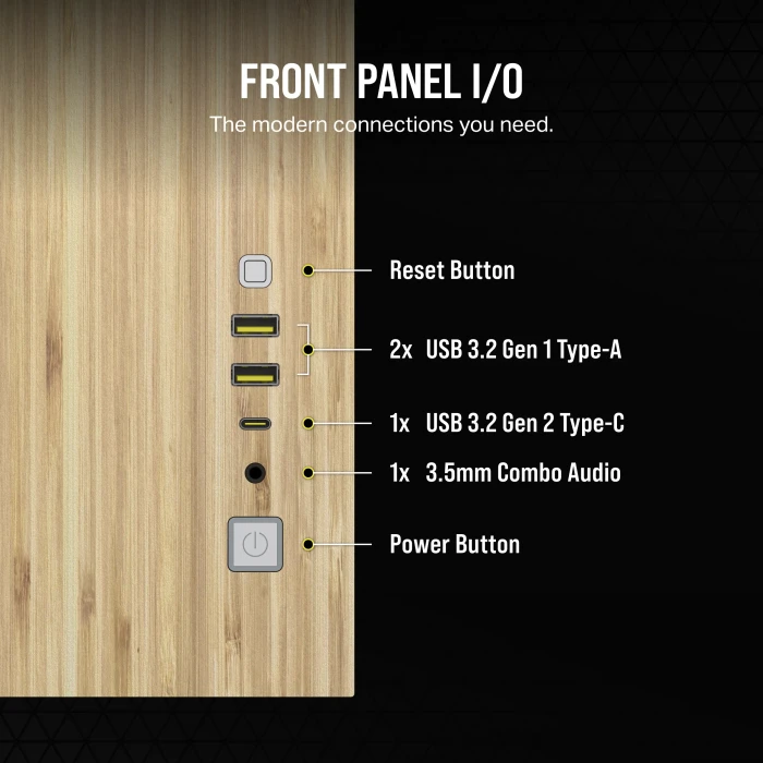 Corsair 2500X White/Bamboo, weiß/braun, Glasfenster