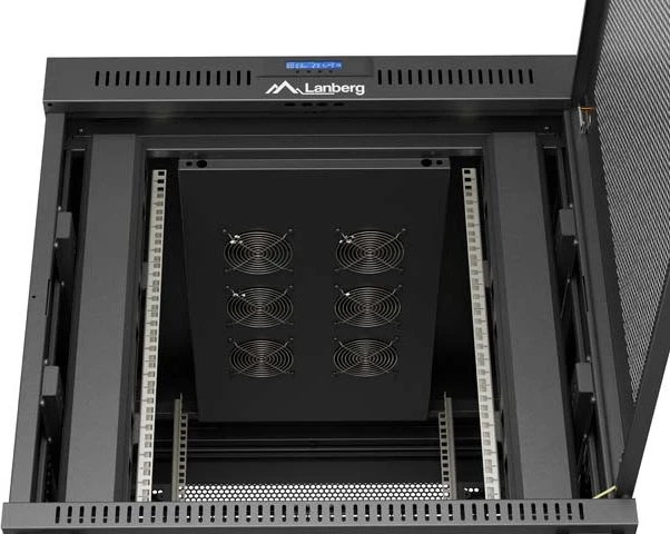 Lanberg 19" Rackschrank 15HE, LCD, freistehend, Flat Pack, V2, Gitternetztür, IP20, RAL 9004, 1000mm tief