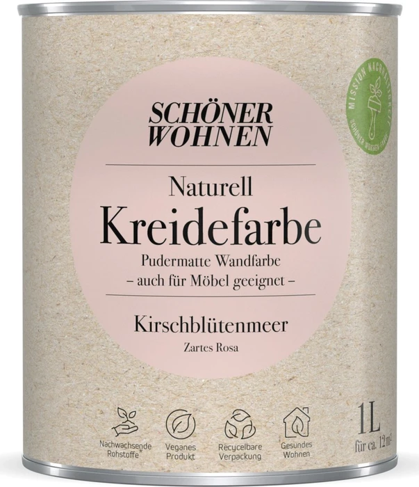 Schöner Wohnen Naturell Kreidefarbe innen kirschblütenmeer zartes rosa, 1l