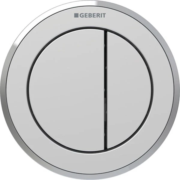 Geberit Typ 10 Fernbetätigung pneumatisch, für 2-Mengen-Spülung, Möbeldrücker, chrom matt, easy-to-clean-beschichtet/poliert