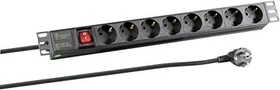 EFB Elektronik 19" Rackmount Aluminium Steckdosenleiste, 1HE, 8-fach, 250V, schwarz, 2m