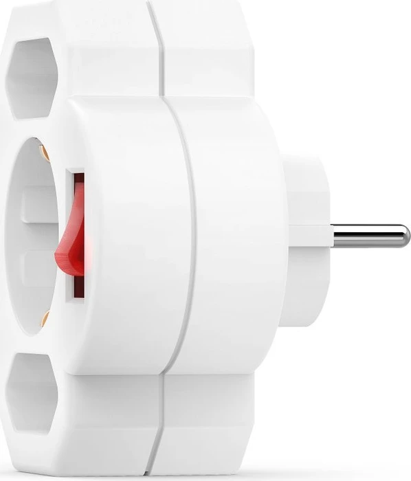 Hama Adapterstecker mit Schalter, 3-fach, 1x Schuko, 2x Euro, weiß