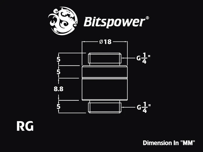 Bitspower Adapter 2x G1/4" drehbar glänzend schwarz (BP-BSRG) – Bild 5 von 5