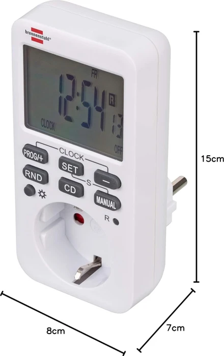 Brennenstuhl Comfort-Line digitale Wochenzeitschaltuhr, IP20, weiß