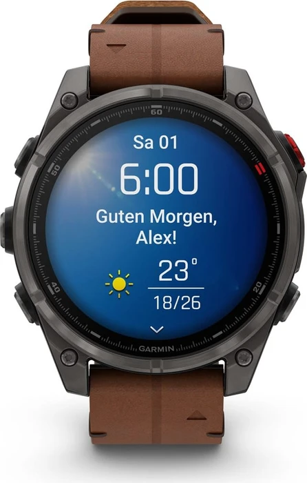 Garmin Fenix 8 Pro 47mm AMOLED carbon grey dlc titanium/chestnut leather