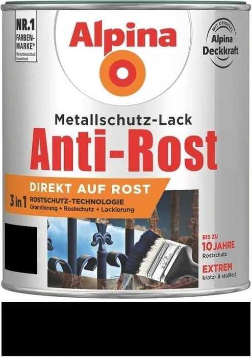 Alpina Farben Metallschutz-Lack Anti-Rost außen hellgrau glänzend, 2.5l