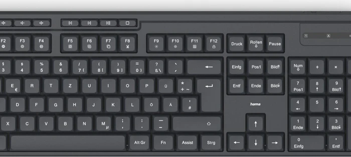Hama WKM-200 Funktastatur mit Maus, schwarz, USB, DE