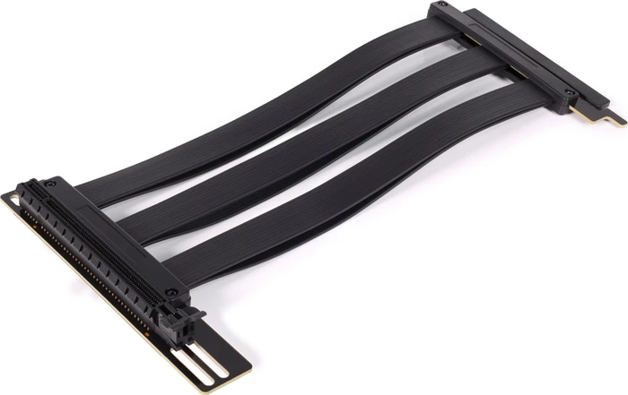 Cavo Riser Akasa Black X3 Mark V PCIe 5.0 X16 – 300mm, Nero, Maschio 180° A Femmina 90°, Schermatura EMI