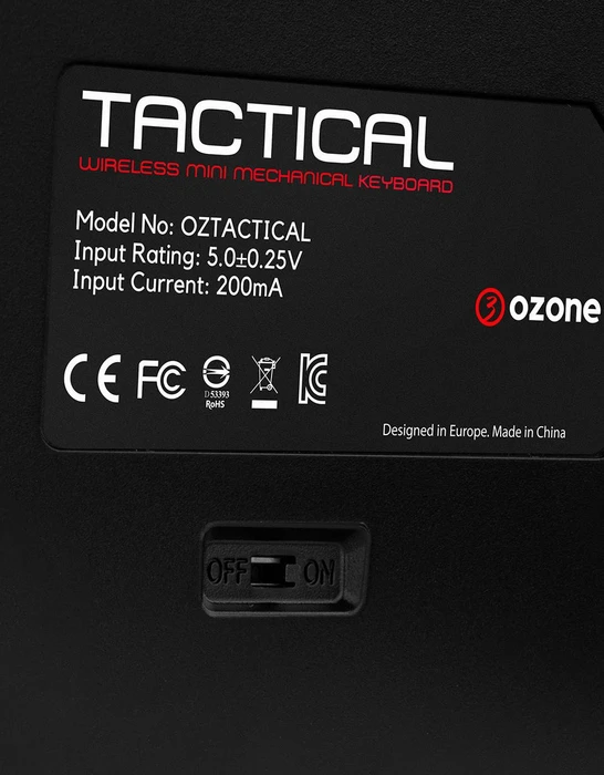 Ozone Tactical Wireless Mini Keyboard, LEDs RGB, Outemu Red, USB/Bluetooth, US