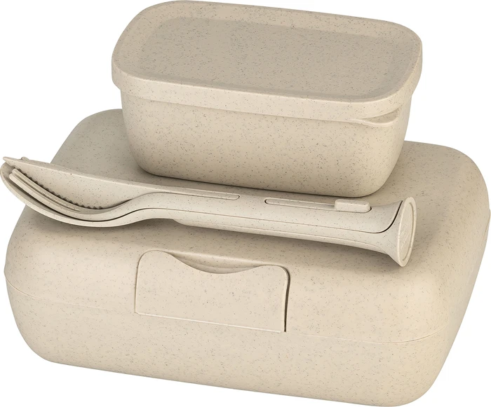 koziol Candy Ready Lunchbox und Besteck Geschirrset nature desert sand