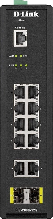 D-Link DIS-200G Industrial Railmount Gigabit Smart Switch, 10x RJ-45, 2x SFP
