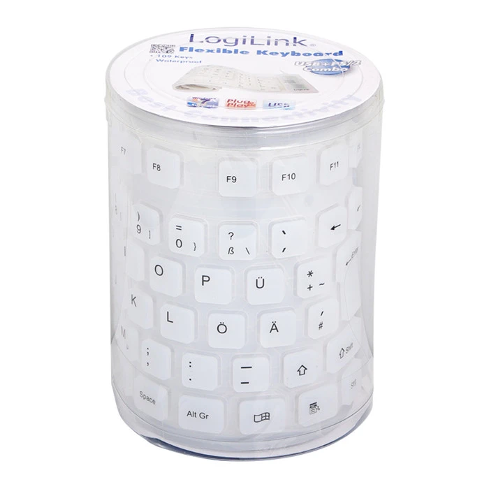 LogiLink Flexible Waterproof Keyboard weiß, PS/2 &, PS/2 & USB, DE