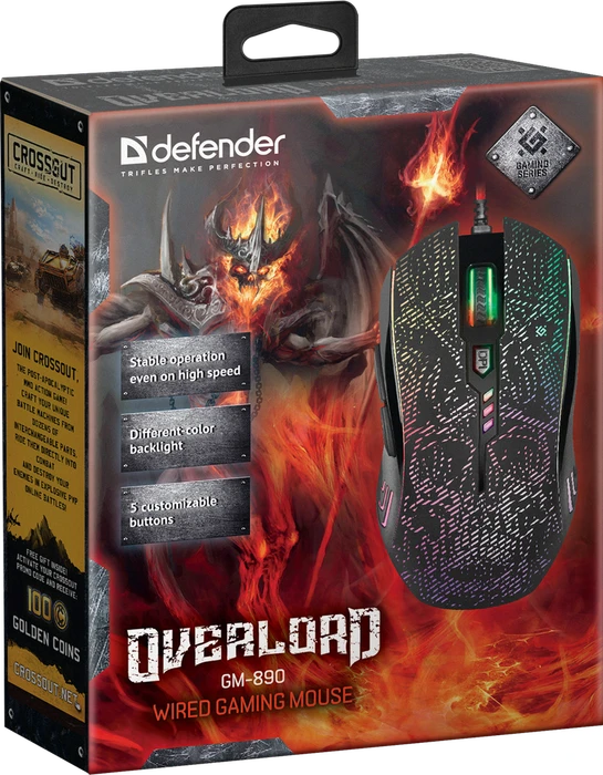 Defender OverLord GM-890 RGB Gaming Mouse schwarz, USB
