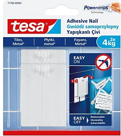 tesa Powerstrips Klebenagel für Fliesen und Metall, 4,0 kg