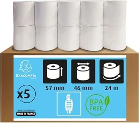 Exacompta 40905E Bonrolle Thermopapier, 57mm, 5 Rollen