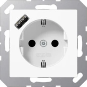 Jung SCHUKO Steckdose mit USB-Ladegerät, alpinweiß