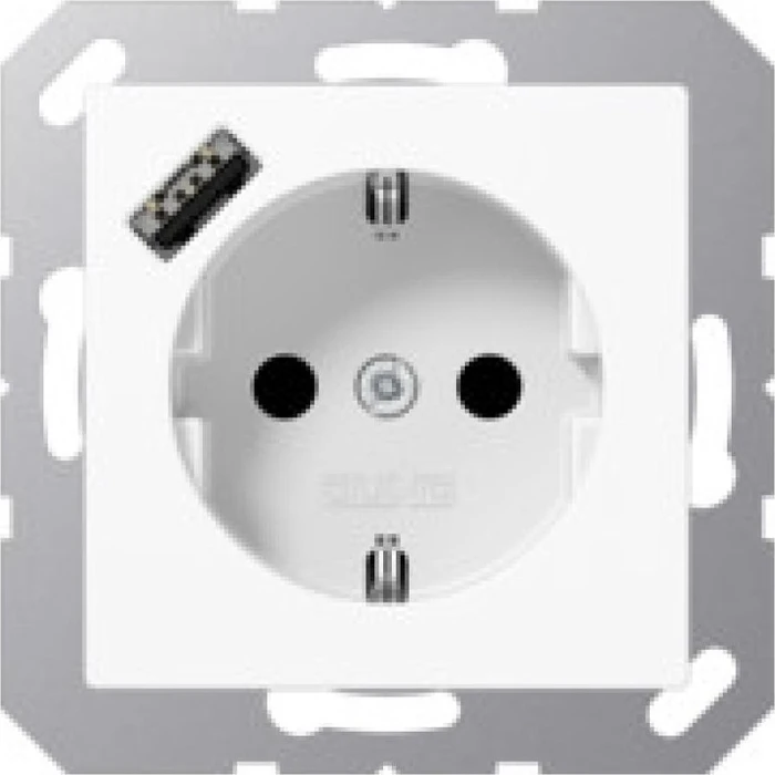 Jung SCHUKO Steckdose mit USB-Ladegerät, alpinweiß