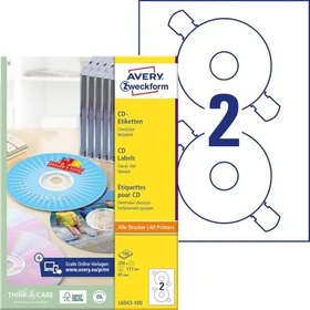 Avery-Zweckform CD-Etiketten, 117mm, weiß, matt, 100 Blatt (200 Etiketten)