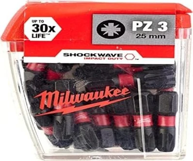 Milwaukee Cajita Shockwave PZ3 x25mm (25uds) - ShW CD PZ3 25mm-25pc (MIL 4932430869)