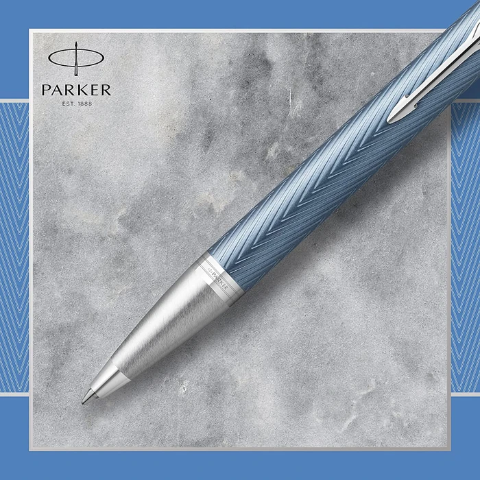 Parker IM Premium Kugelschreiber blue grey lacquer/chrome trim, Geschenkbox