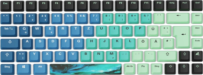 Sharkoon Skiller SGK50 S3 Design Bundle D4 - XXL Mousemat+Keycaps, Kunststoff (PBT) Double-Shot, blau/grün, 85 Tasten, ISO-DE