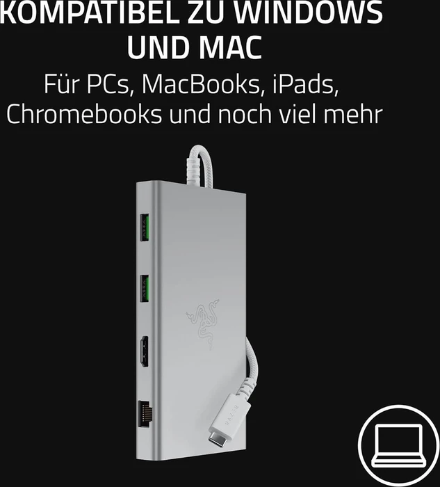 Razer USB-C Dock, weiß, USB-C 3.1 [Stecker]