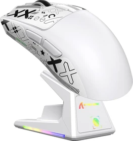 Attack Shark X1 Tri-mode Wireless Gaming Mouse mit Ladestation, weiß, inkl. Grip Tape, USB/Bluetooth