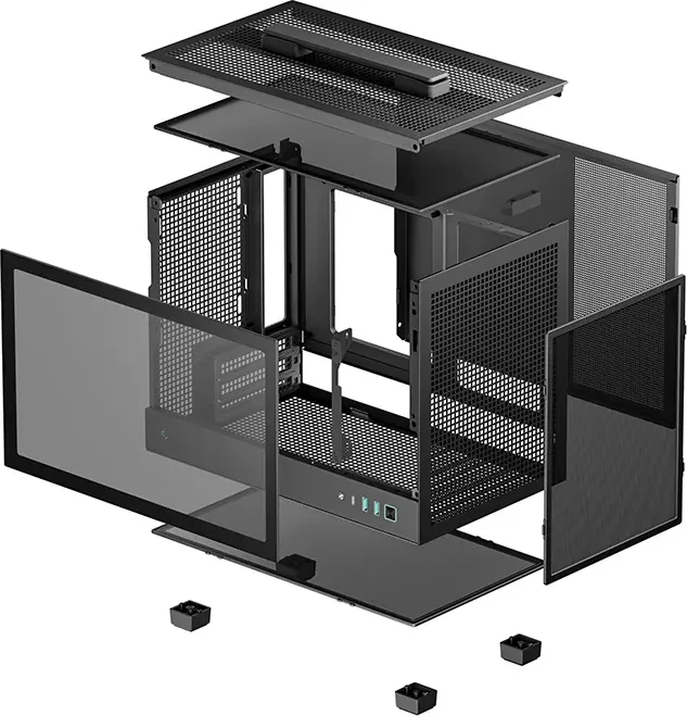 DeepCool CH160, schwarz, Glasfenster, Mini-ITX