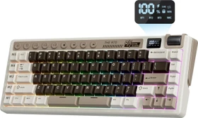 RK Royal Kludge M70 Wireless, Mocha Grey, beige/grau, LEDs RGB, hot-swap, RK Linear Cream, USB/Bluetooth, US