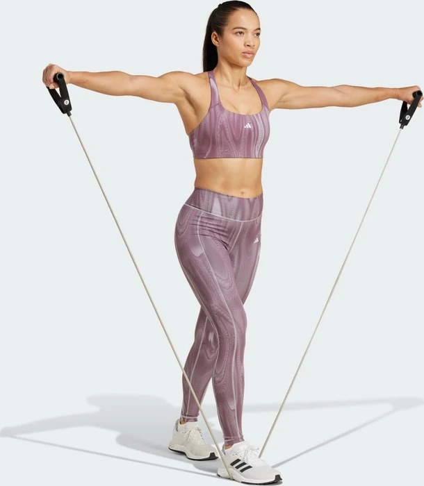 adidas Optime Full-Length Print Hose lang glory grey/shadow fig/black (Damen)