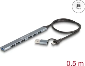 DeLOCK 7-Port Slim USB-Hub, USB-A/USB-C 3.0 [Stecker] (64273)